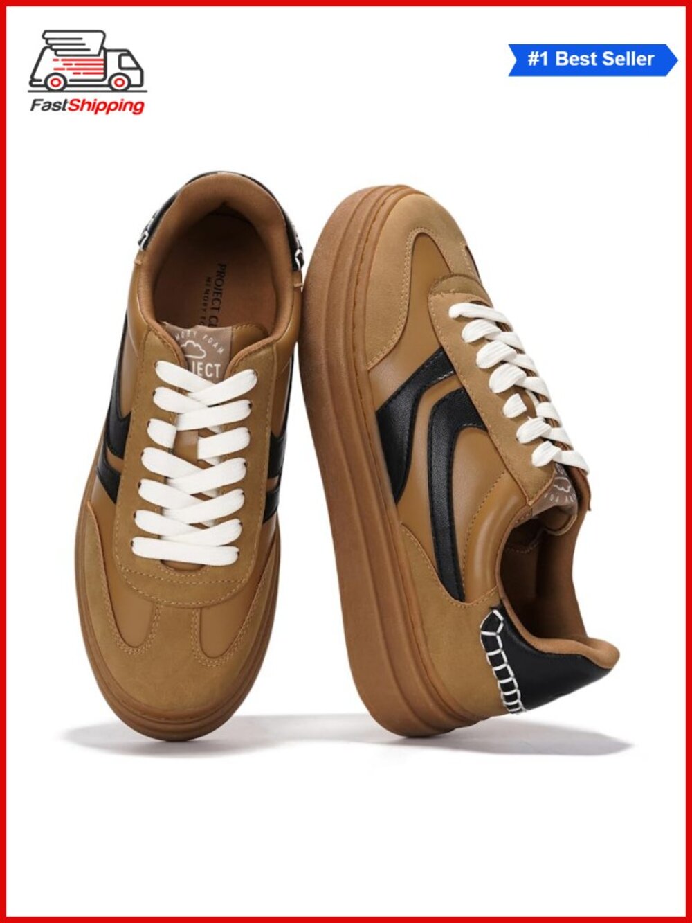 Platform Sneakers Lace-Up Memory Foam Insole Water Resistant Walking Shoes